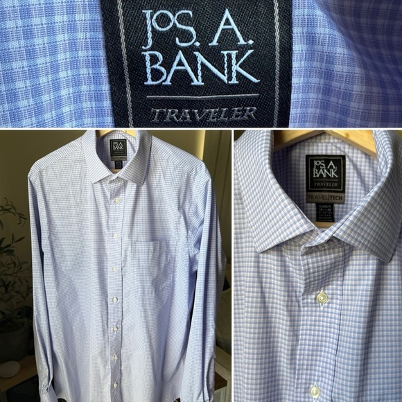 Jos. A. Bank Other - Jos A Bank Men’s Traveler Tailored Fit  L/S  16.5/36 Button Up Blue/purple Check